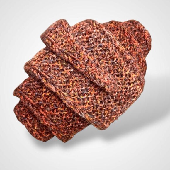 Sophie Scarf Brown Burnt Orange Wool Neck Warmer Hand Knit Women Neckerchief - Picture 8 of 8